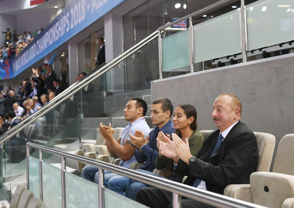 President Ilham Aliyev watched bronze medal bout of World Judo Championships [PHOTO]