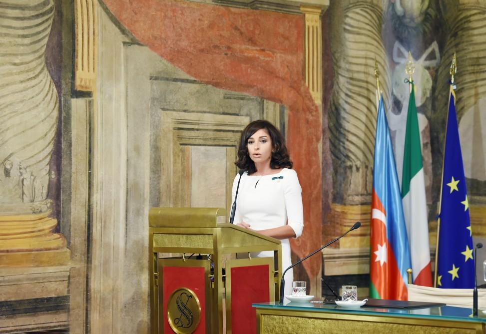 First VP Mehriban Aliyeva attends conference on centennial of ADR and relations of strategic partnership between Azerbaijan, Italy [PHOTO]
