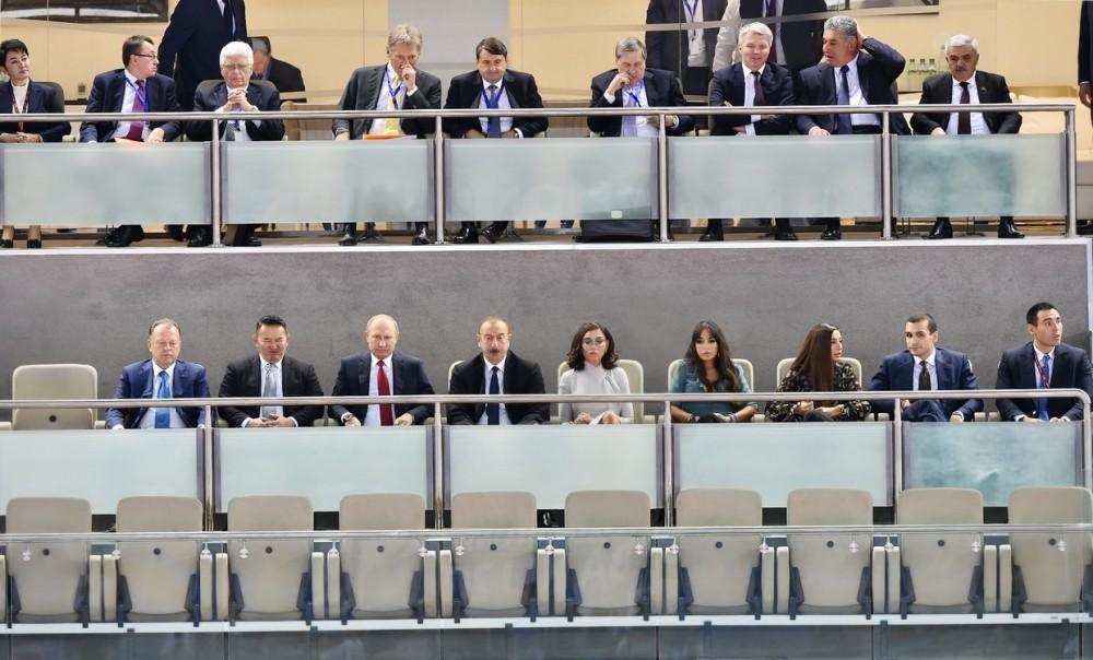 Azerbaijan's president, First VP, Russian, Mongolian presidents watch competitions at World Judo Championships [PHOTO]