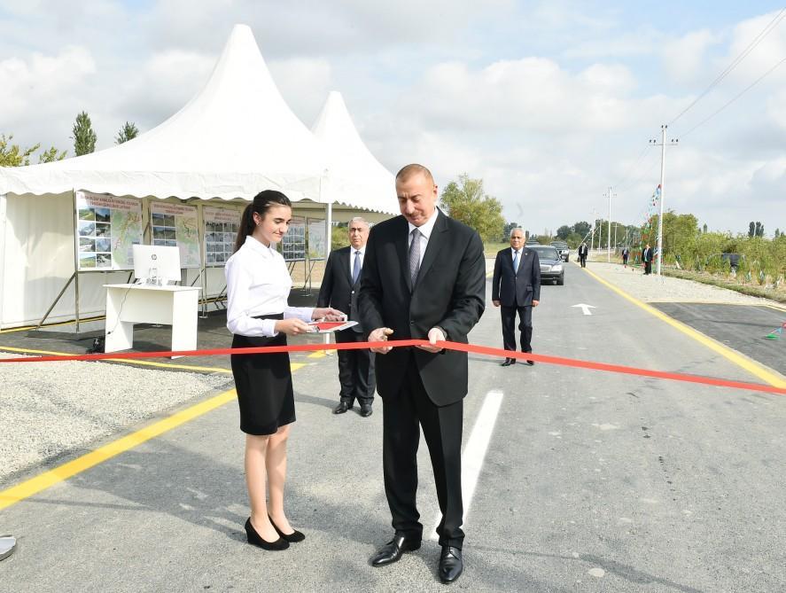 Azerbaijani president participates in inauguration of highway in Guba [PHOTO]