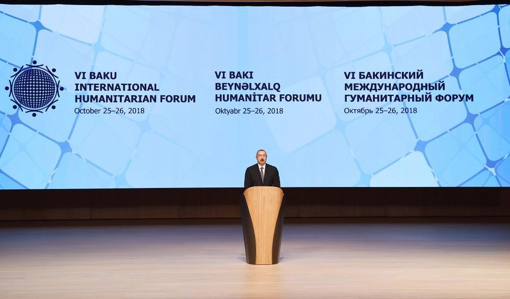 Azerbaijani president, First Lady attending opening of VI Int’l Humanitarian Forum [UPDATE]