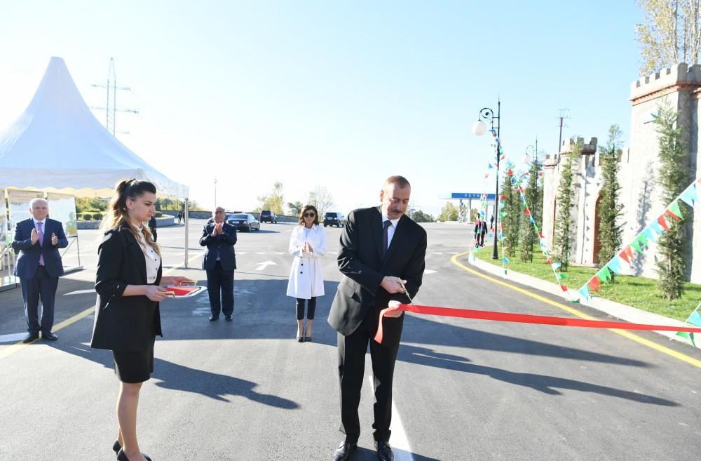 President Ilham Aliyev, First Lady Mehriban Aliyeva attend inauguration of Shaki-Kish highway [PHOTO]