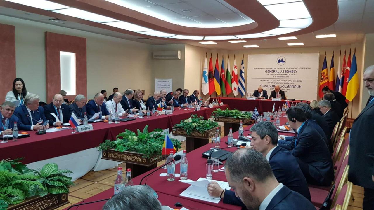Azerbaijani MPs attending PABSEC plenary session in Yerevan [PHOTO]