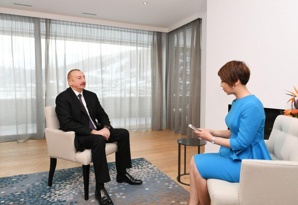 President Aliyev interviewed by China's CGTN TV channel in Davos [PHOTO]