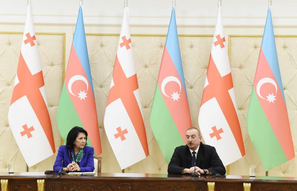Azerbaijani, Georgian presidents make press statements [UPDATE]