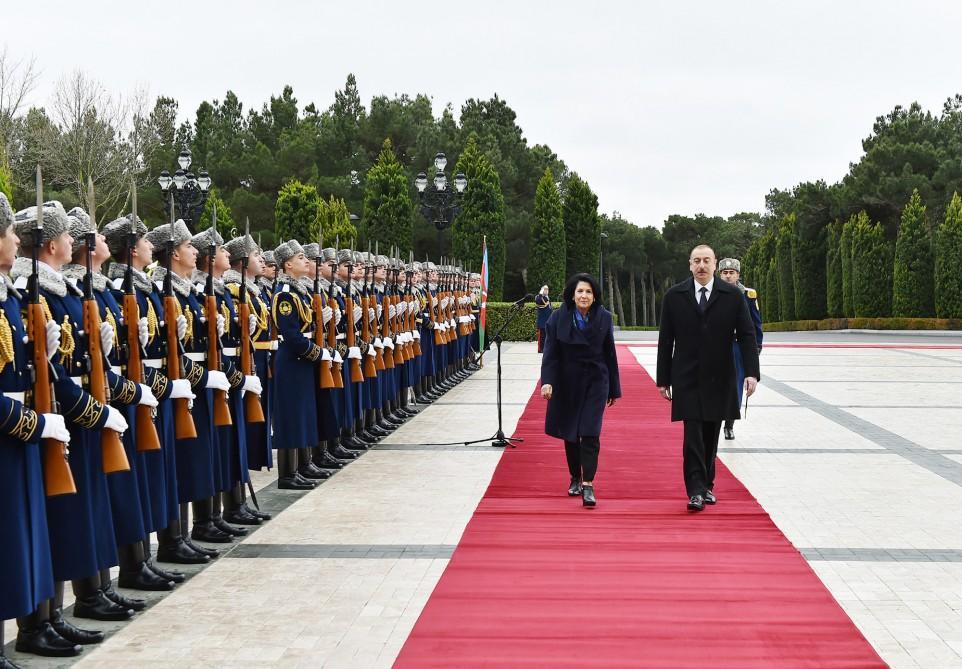 Official welcome ceremony held in Baku for Georgian President Salome Zurabishvili