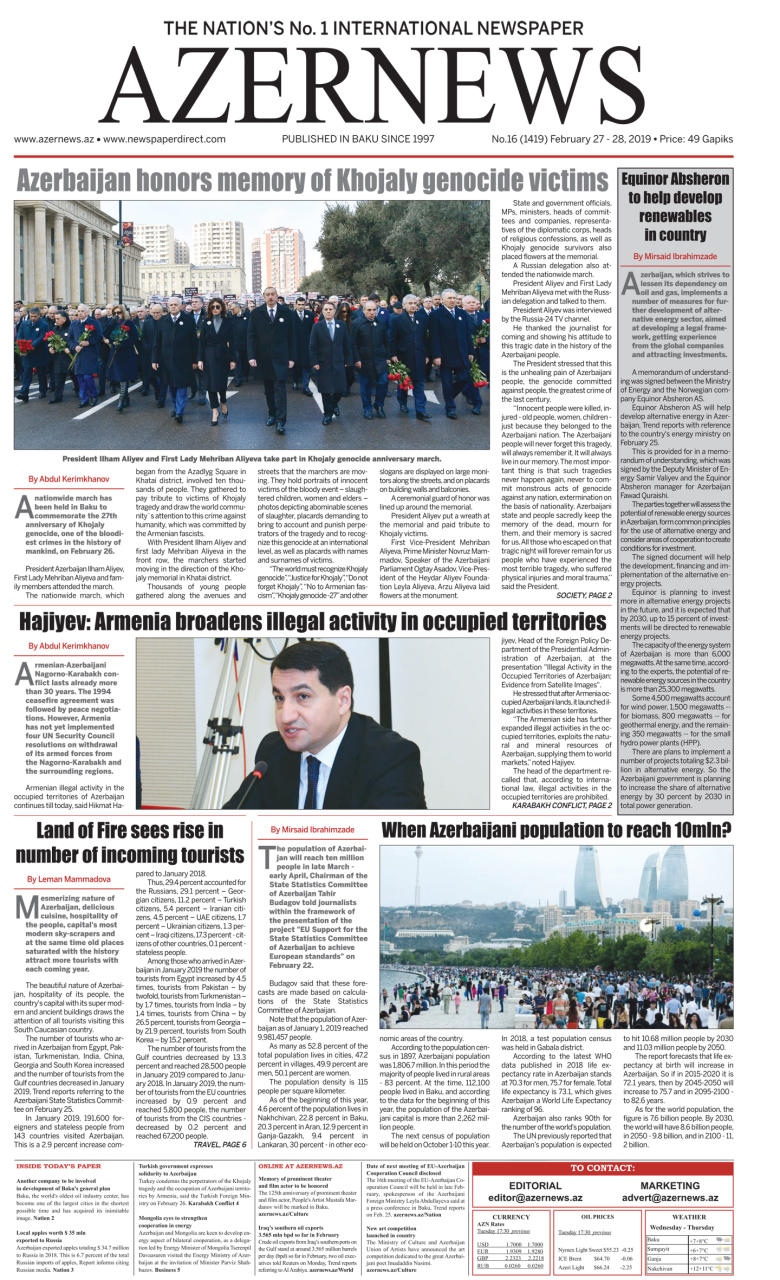 AZERNEWS releases another print issue