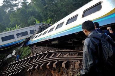 At least 9 wounded as train derails in West Java, Indonesia