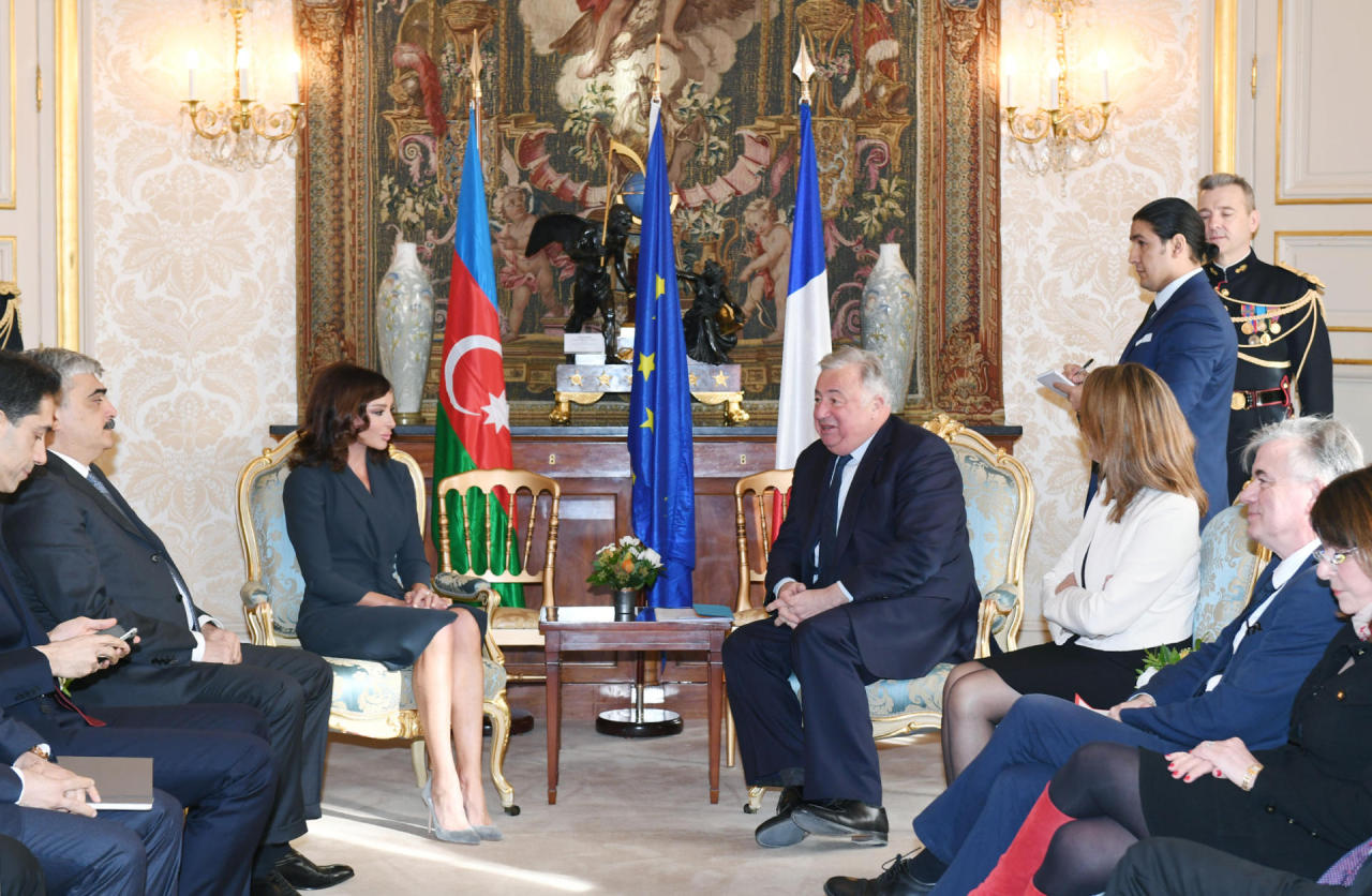 First Vice-President of Azerbaijan Mehriban Aliyeva meets President of French Senate Gerard Larcher [PHOTO]