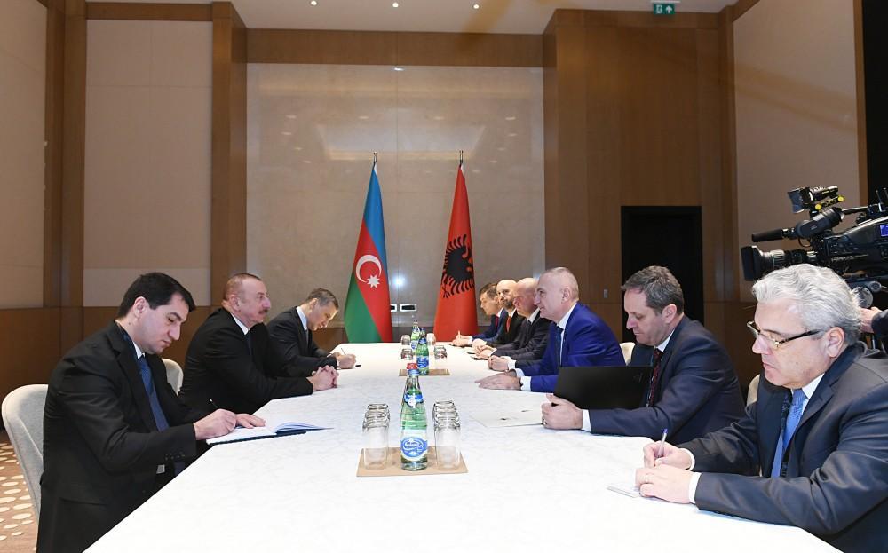 President Ilham Aliyev meets Albanian counterpart