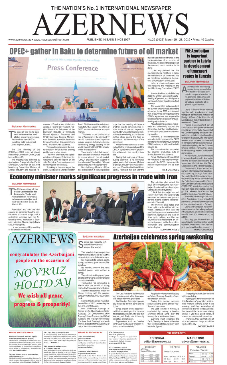 AZERNEWS releases another print issue