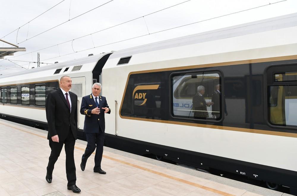 President Ilham Aliyev views passenger train to run on Baku-Tbilisi- Kars route [UPDATE]