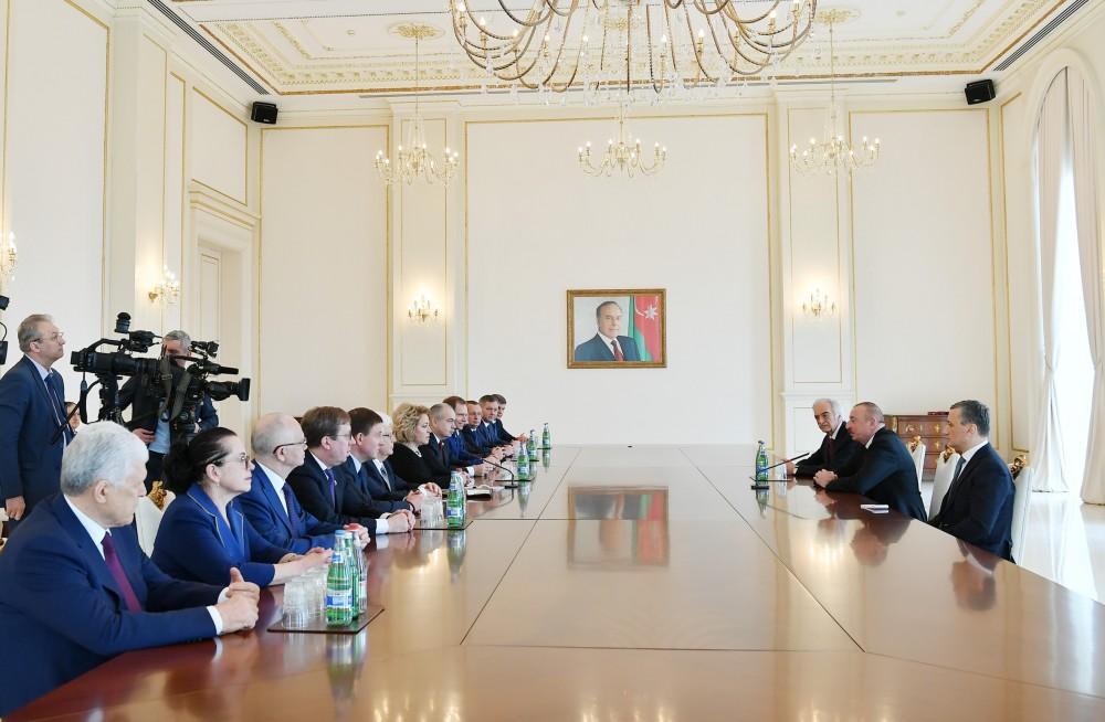 Azerbaijani president receives delegation led by chairperson of Federation Council [PHOTO]