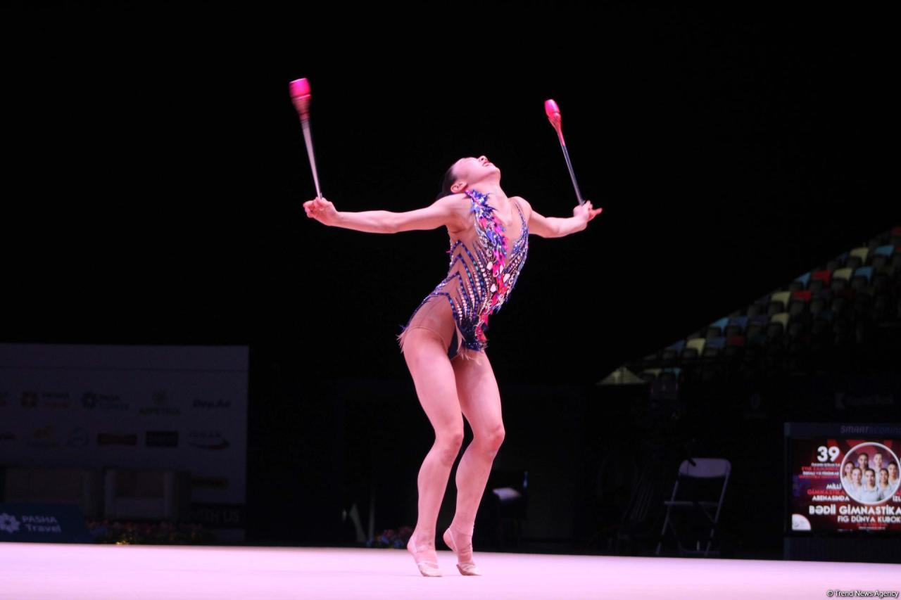 Russian gymnast grabs gold in exercise with clubs at Rhythmic Gymnastics World Cup in Baku