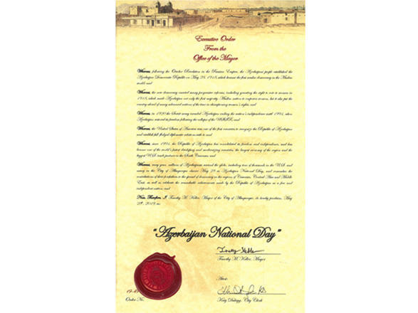 U.S. city of Albuquerque proclaims May 28 as ‘Azerbaijan National Day’