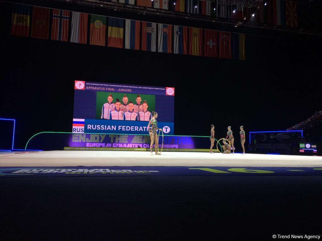 Russian gymnasts grab gold in exercises with 5 hoops at European Championships in Baku