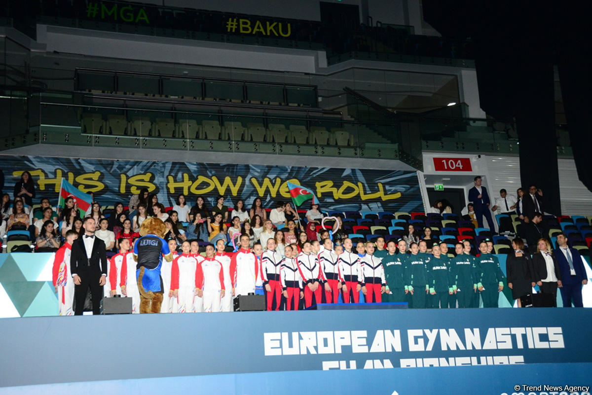 Awarding ceremony of winners of European Aerobic Gymnastics Championships in junior team competition held in Baku [PHOTO]