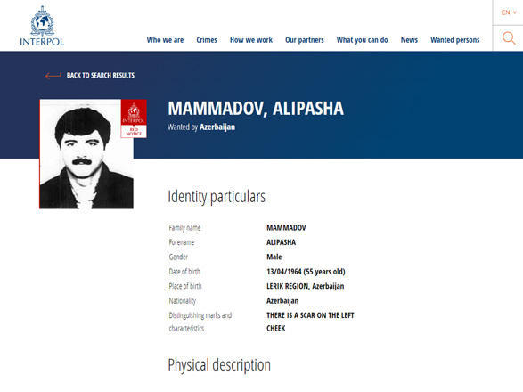 Interpol puts Azerbaijani murder suspect on int'l wanted list