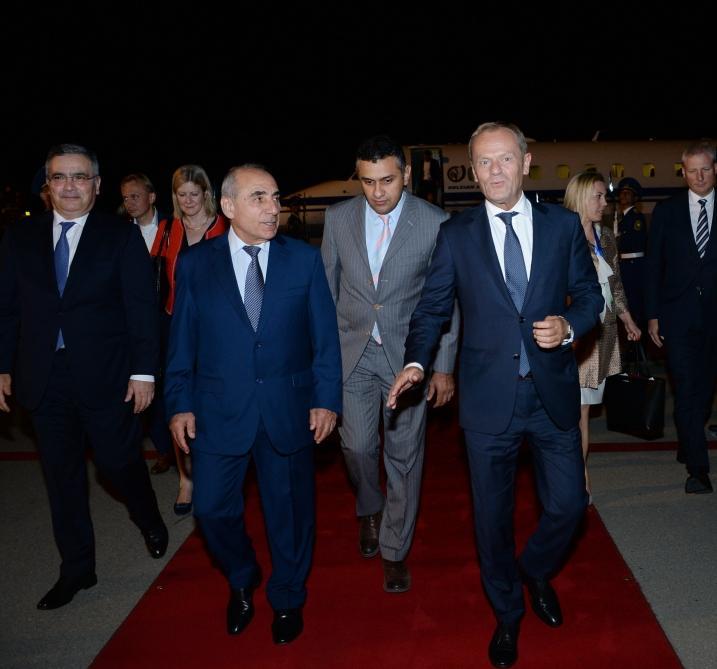 President of European Council Donald Tusk arrives in Azerbaijan