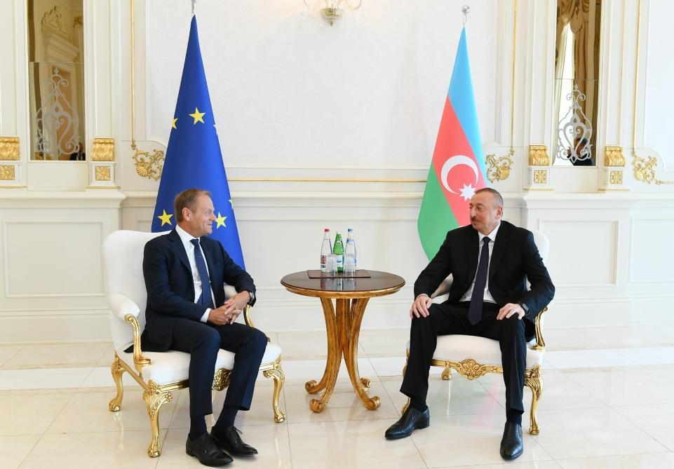 Azerbaijani President Ilham Aliyev and President of European Council Donald Tusk held one-on-one meeting [UPDATE]