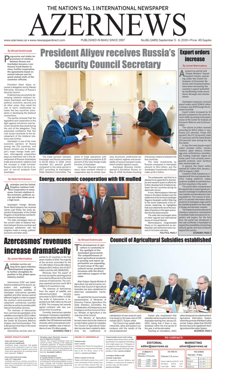 AZERNEWS releases another print issue