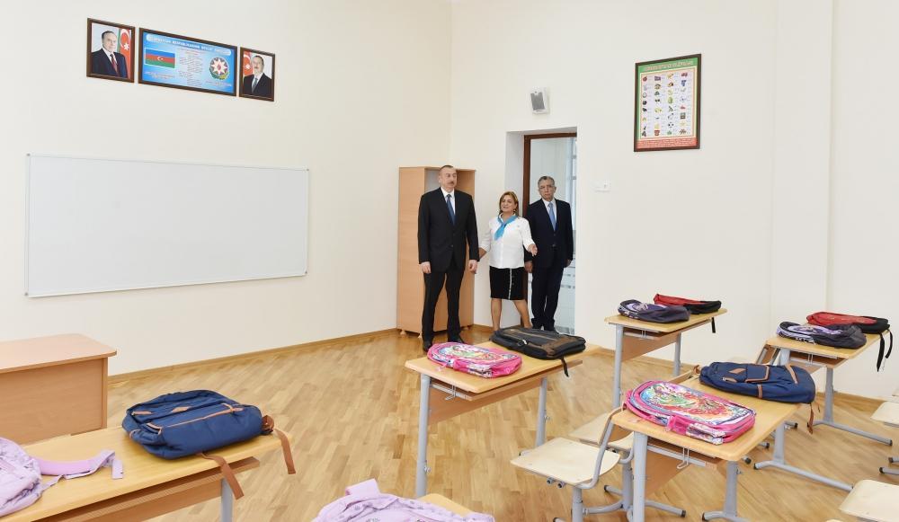 Azerbaijani president views conditions at newly-reconstructed school in Baku's Surakhani [UPDATE]