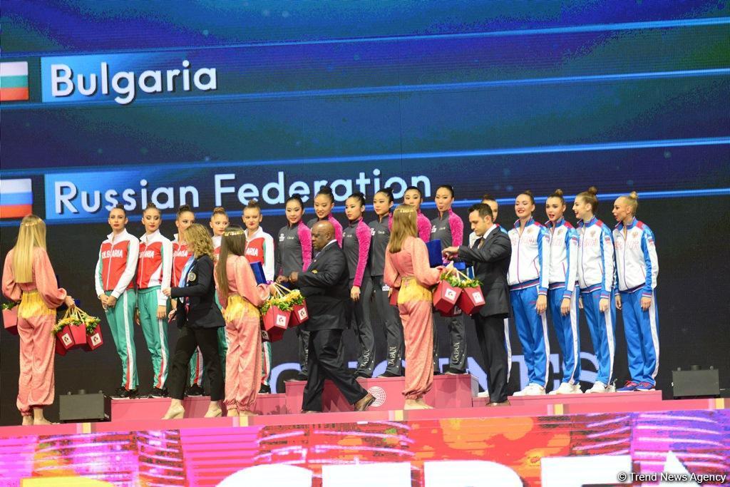 Awarding ceremony held for winners of group exercises at 37th Rhythmic Gymnastics World Championships in Baku [PHOTO]