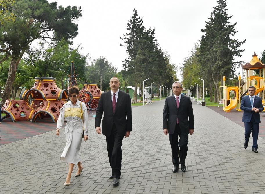 Azerbaijani president, First Lady view conditions created at reconstructed park in Baku [UPDATE]