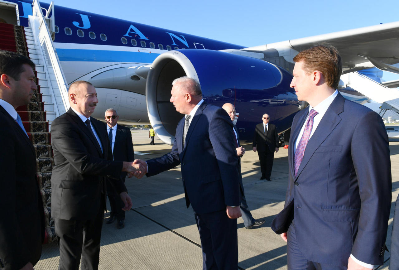Azerbaijani president arrives in Russian Federation for working visit [PHOTO]