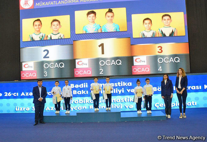 Winners of championships in rhythmic, aerobic gymnastics awarded in Baku [PHOTO]