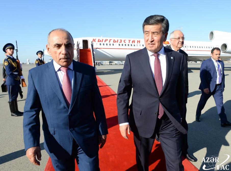 Kyrgyz President Sooronbai Jeenbekov arrives in Azerbaijan