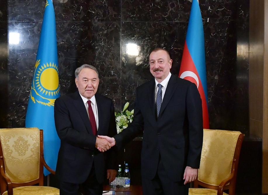 President Ilham Aliyev meets First President of Kazakhstan Nursultan Nazarbayev [UPDATE]