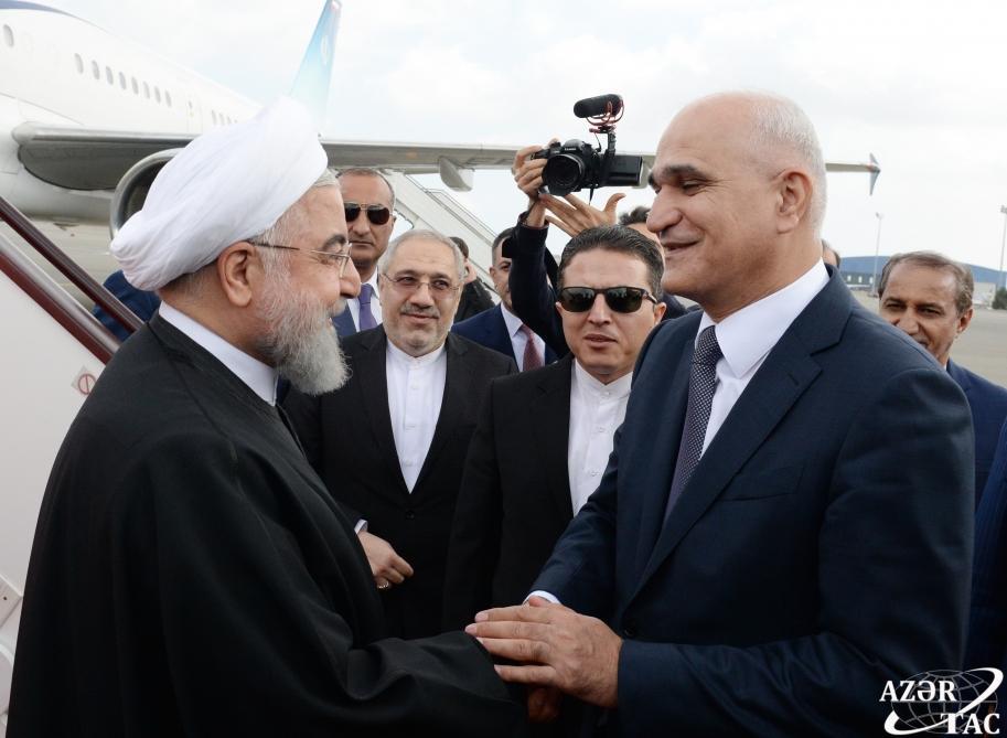 Iran’s President Hassan Rouhani arrives in Azerbaijan
