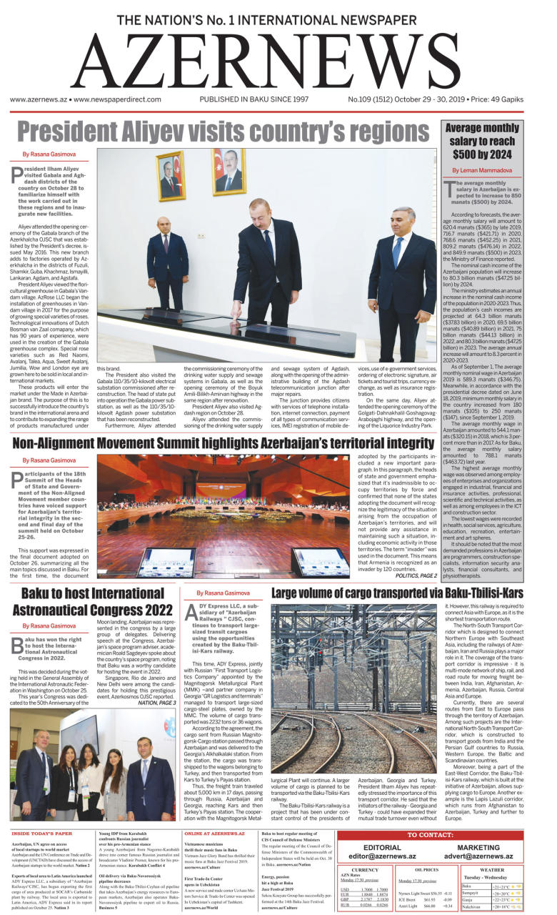 AZERNEWS releases another print issue