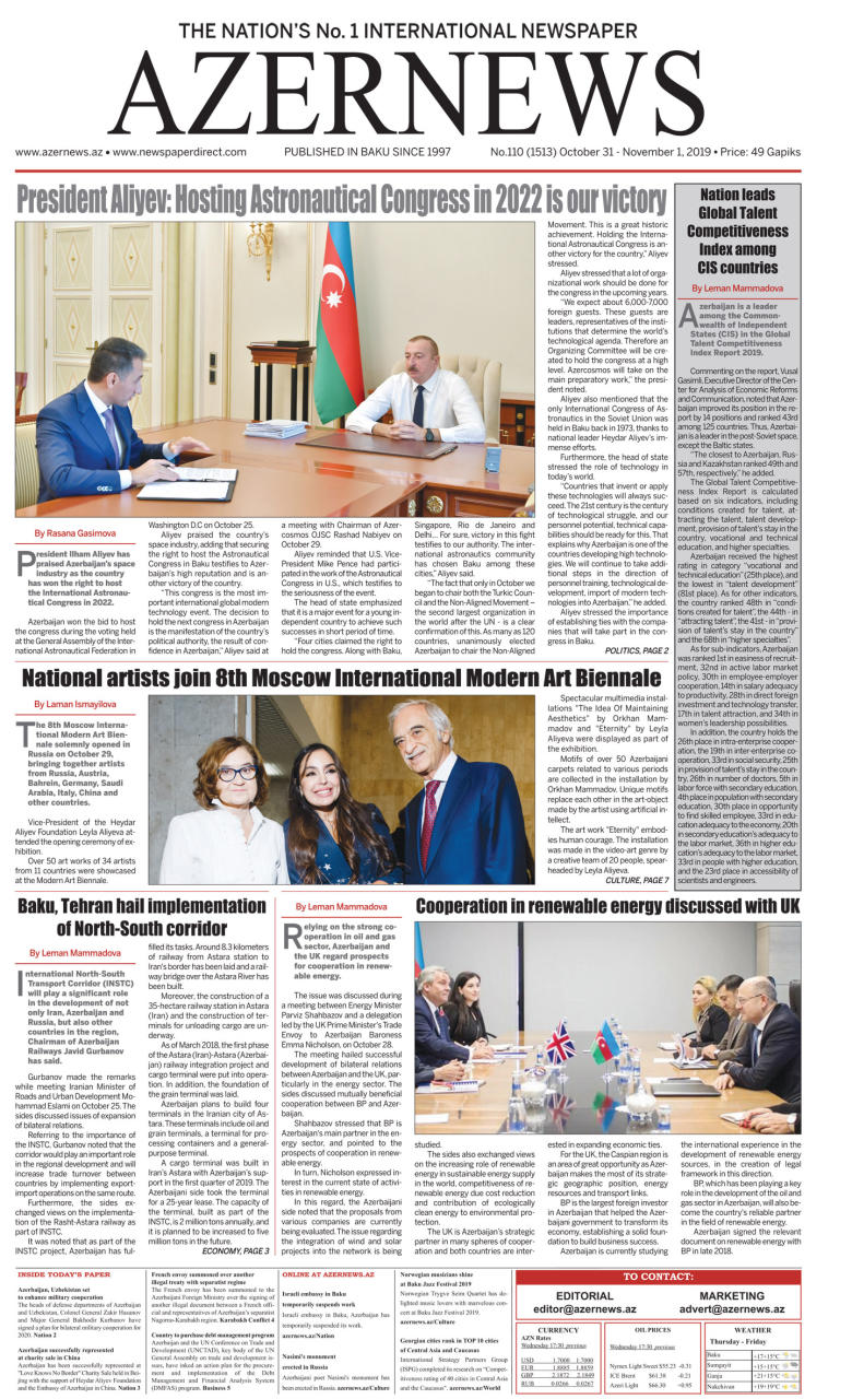 AZERNEWS releases another print issue