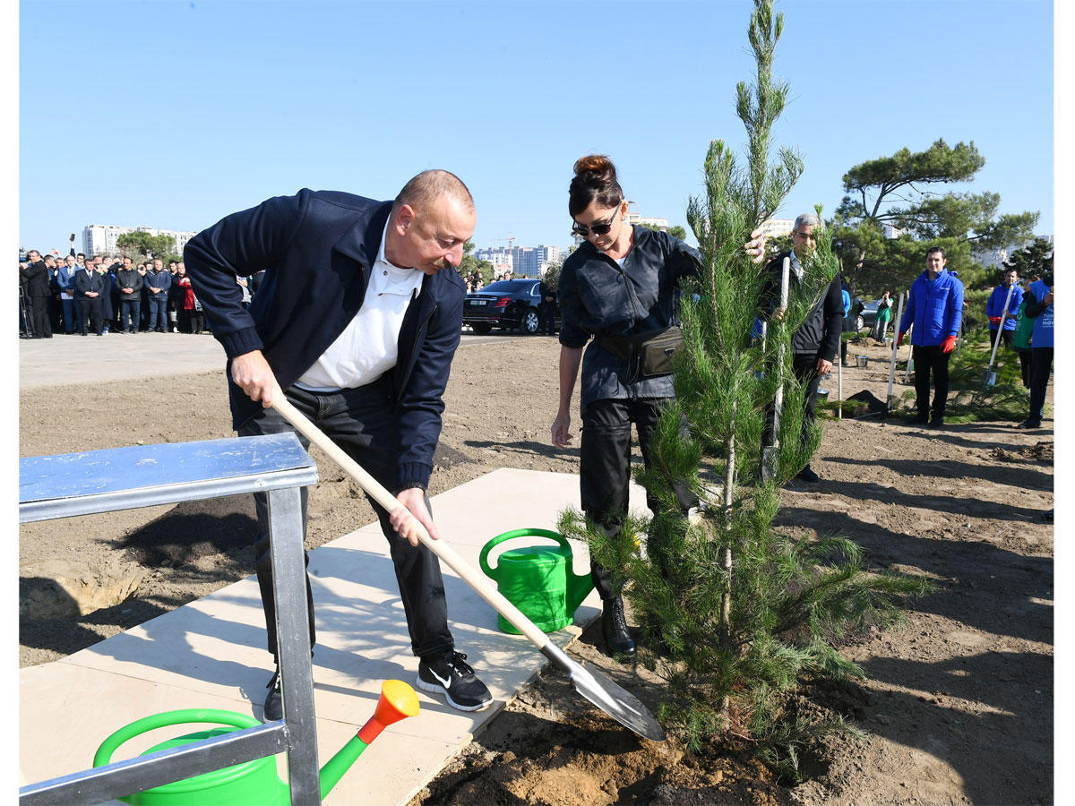 President Ilham Aliyev and First Lady Mehriban Aliyeva attended tree-planting campaign in Khatai district [UPDATE]