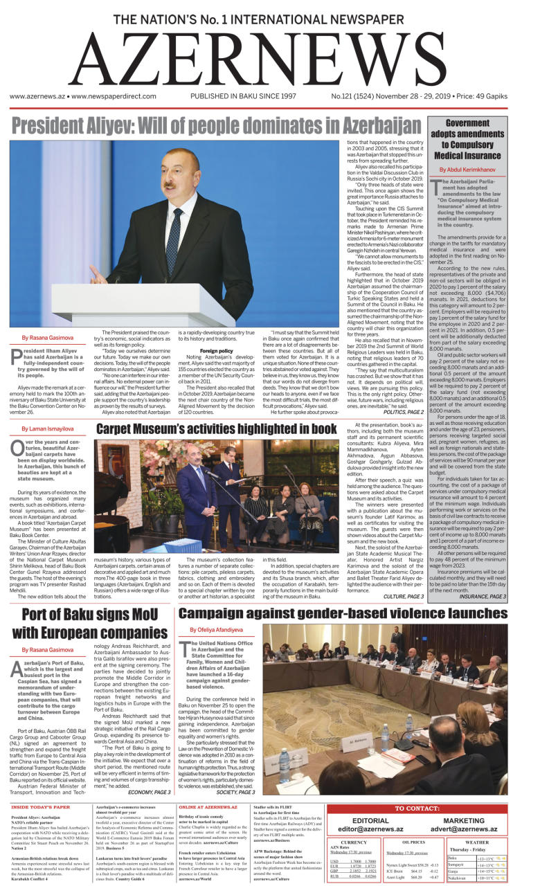 AZERNEWS releases another print issue