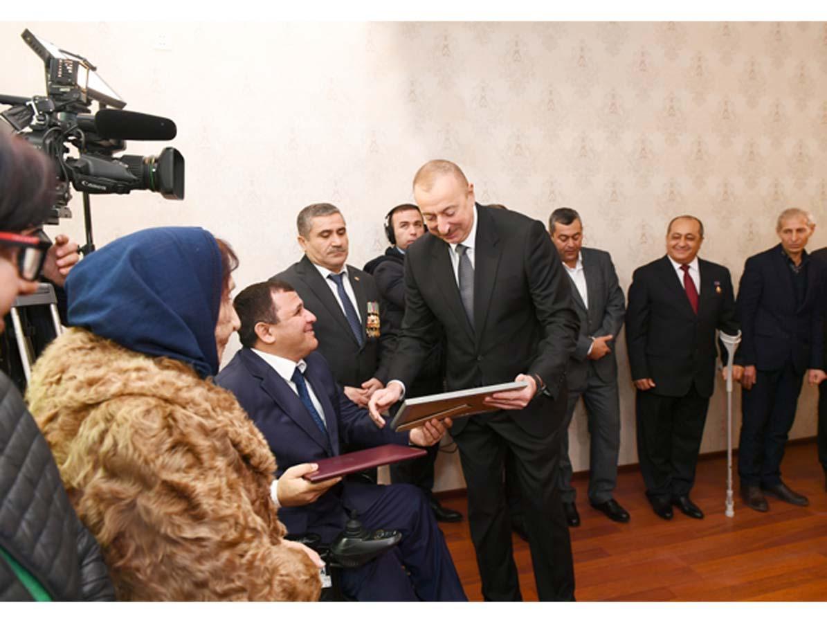 President Aliyev attends ceremony held to give out apartments to Karabakh war vets [UPDATE]