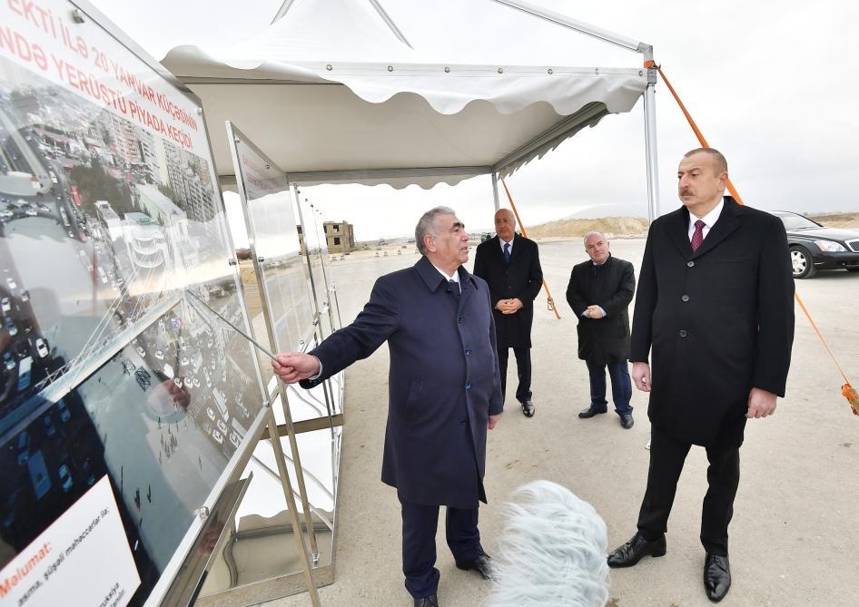 President Ilham Aliyev views construction at Baku-Guba-Russia state border highway [PHOTO] - Gallery Image