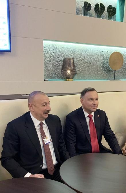 Azerbaijani president meets Polish president in Davos
