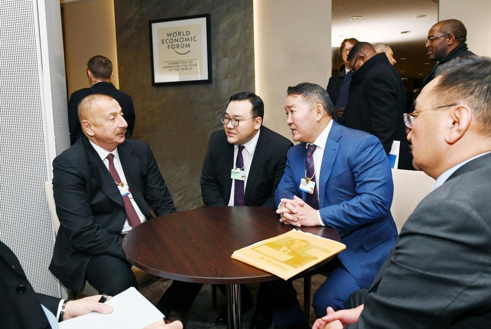 Azerbaijani president meets Mongolian president in Davos [PHOTO]