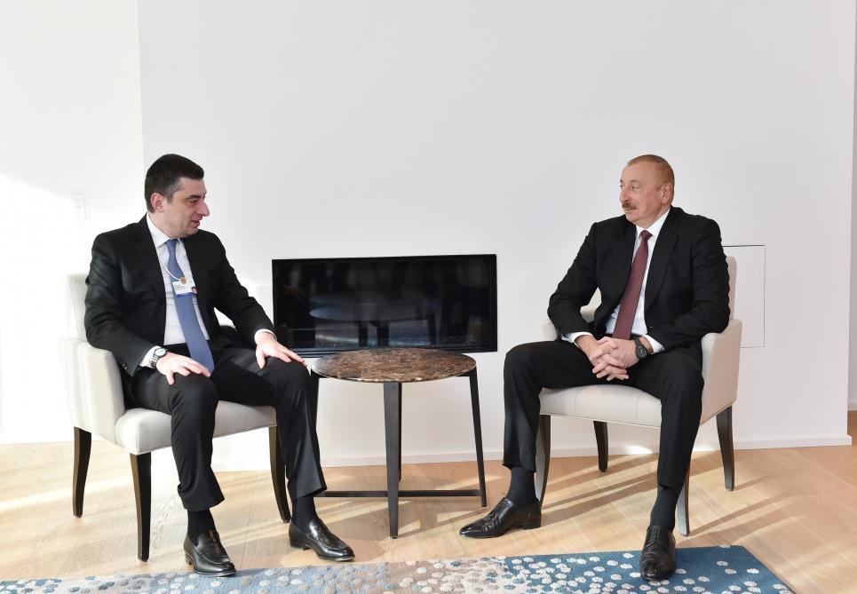 President Ilham Aliyev meets Georgian Prime Minister in Davos [PHOTO]