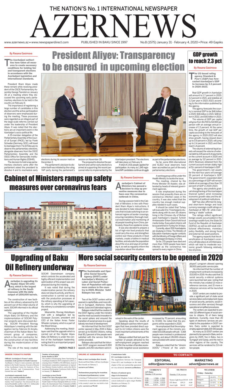 AZERNEWS releases another print issue