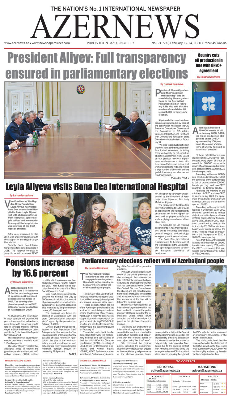 AZERNEWS releases another print issue