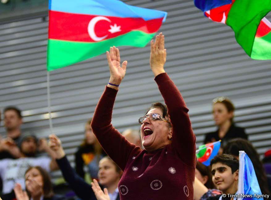 Emotions of fans at FIG World Cup in Trampoline Gymnastics & Tumbling in Baku