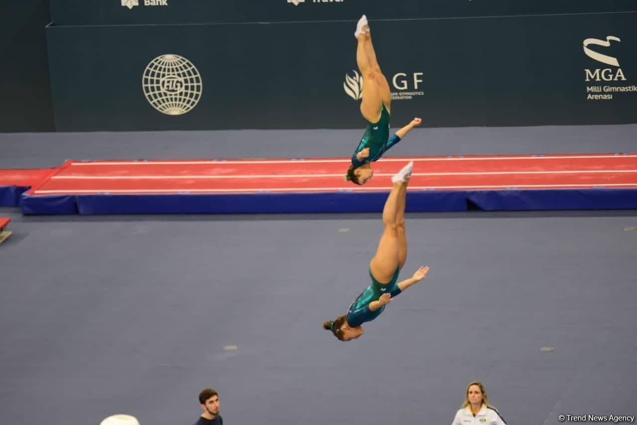 Russian gymnasts rank first in synchronized trampoline program at FIG World Cup in Baku