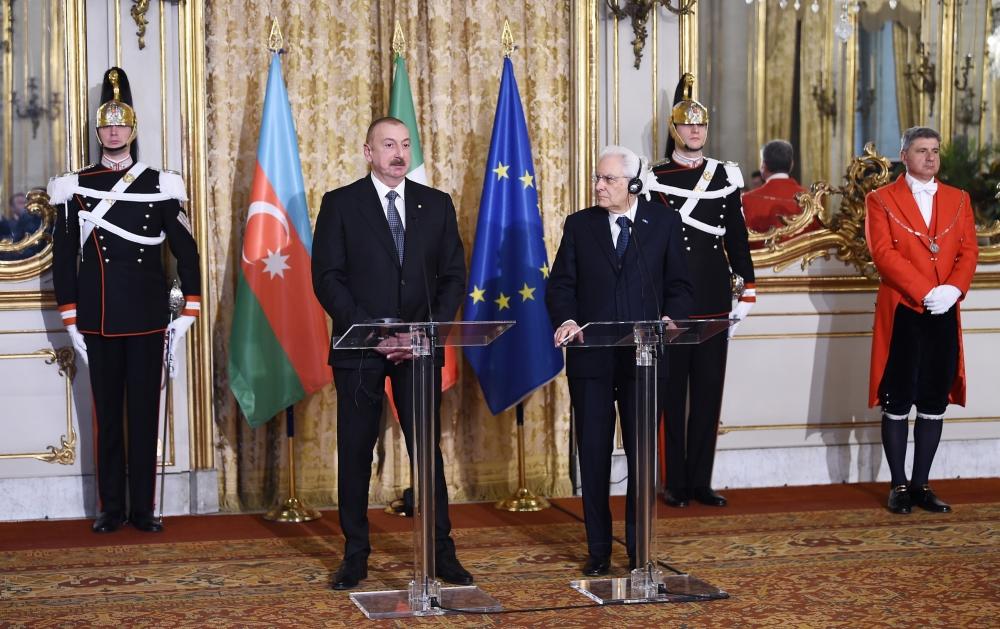 Azerbaijani, Italian presidents make press statements [UPDATE]