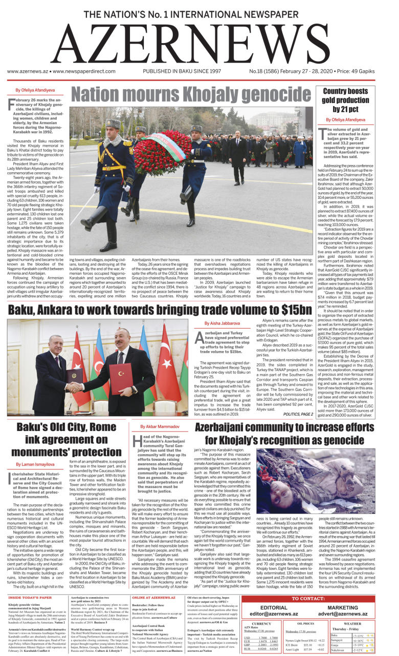 AZERNEWS releases another print issue