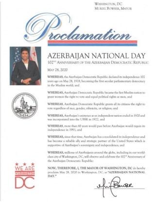 Washington proclaims 28 May National Day of Azerbaijan - Gallery Image
