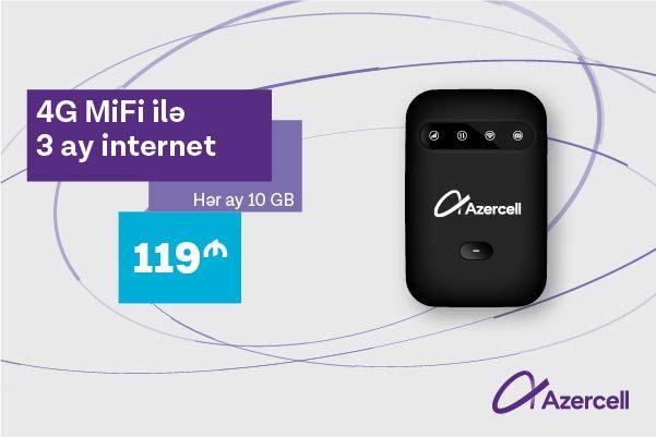 Get 4G MiFi device and 3 months of 10 GB internet for just 119 AZN from Azercell!